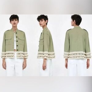 Zara Utility Jacket with Tassels, Crochet and Mini Coin Embellishments.